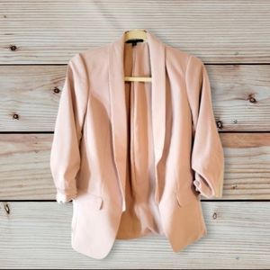 EXPRESS Blazer SZ XXS Blush Pink  Double Breasted Boyfried Style Rouched Sleeve